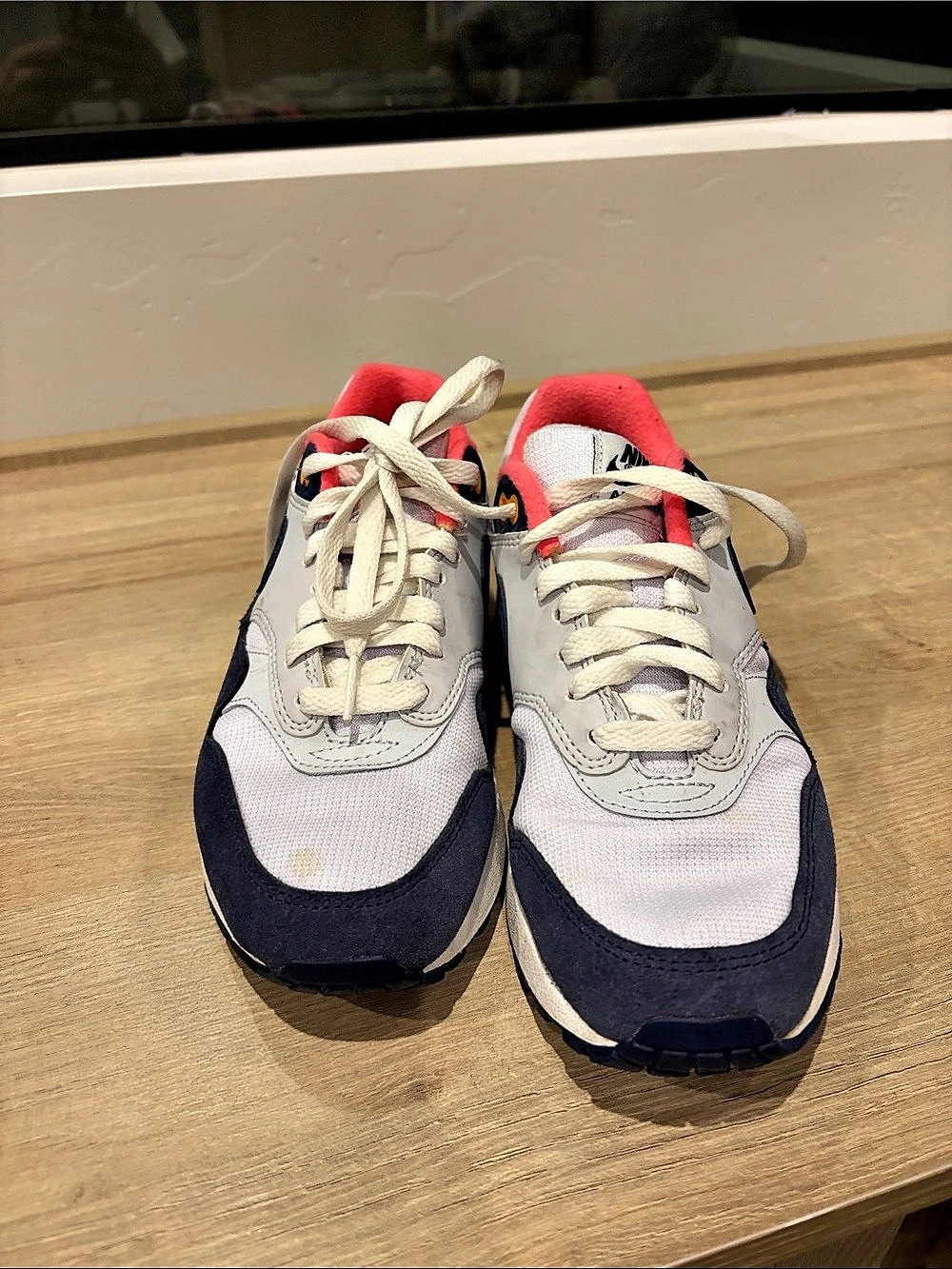 Nike Air Max 1 'Obsidian Rugged Orange' Sneakers in White & Blue